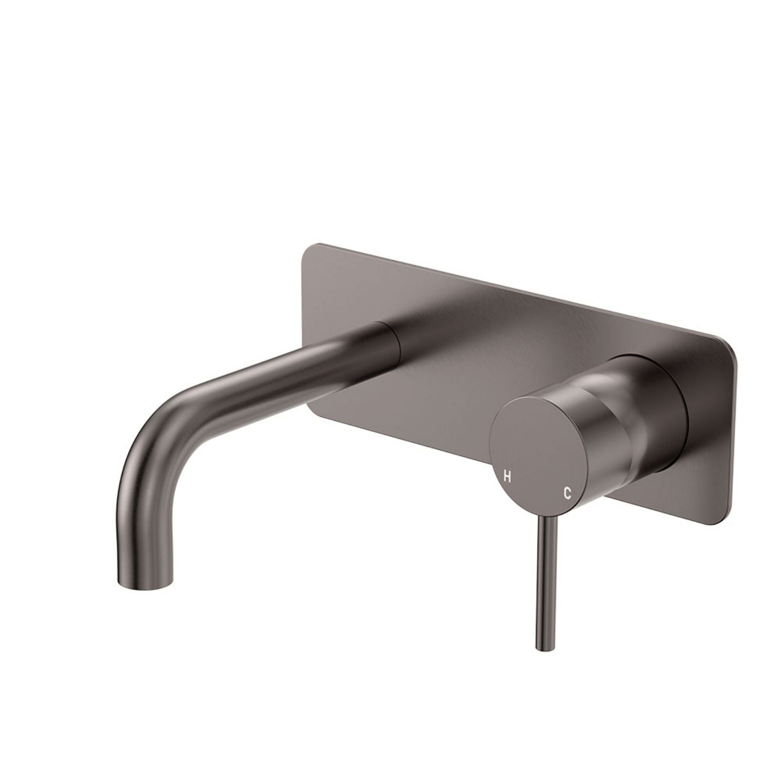 Fienza Kaya Basin/Bath Wall Mixer Set Rectangular Plate 130mm Outlet Gun Metal 228106GM-130-LF - The Blue Space