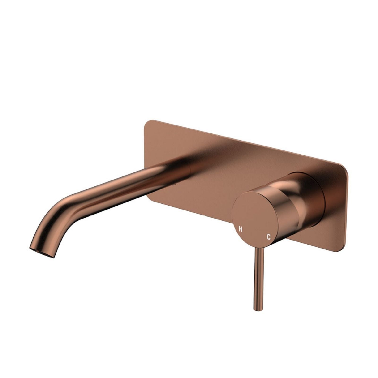 Fienza Kaya Basin/Bath Wall Mixer Set Rectangular Plate 160mm Outlet Brushed Copper 228106CO-LF - The Blue Space