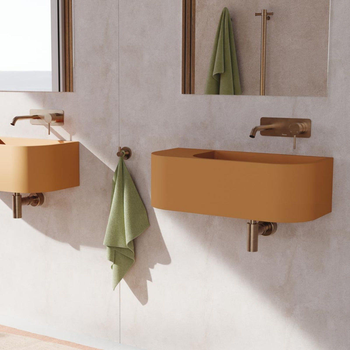 Lifestyle Fienza Kaya Basin/Bath Wall Mixer Set Round Plates 160mm Outlet Brushed Copper 228104CO-LF - The Blue Space