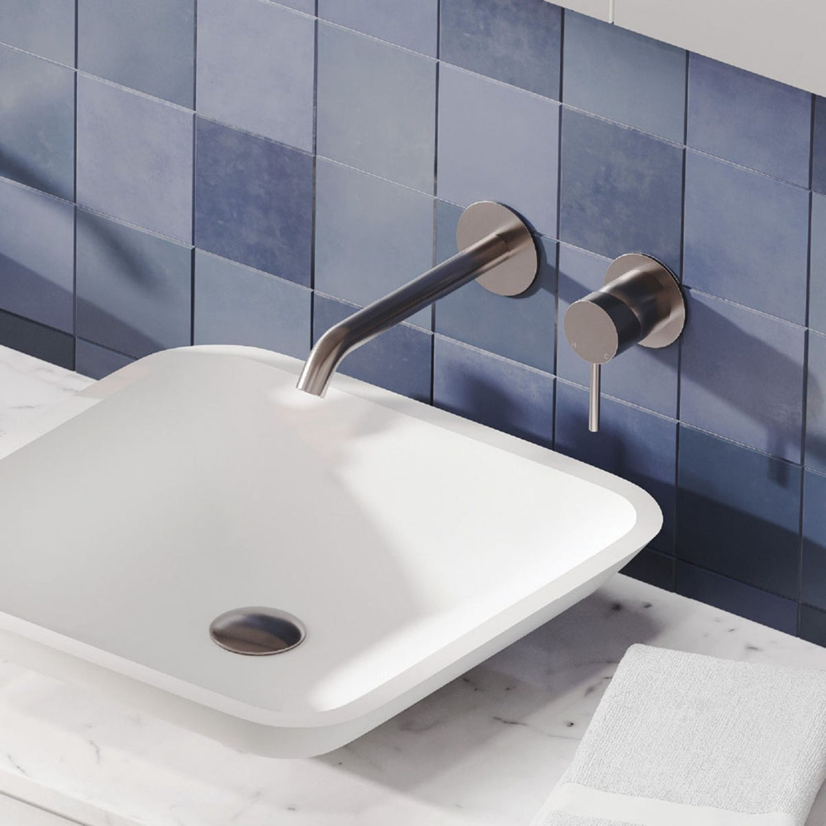 Lifestyle Fienza Kaya Basin/Bath Wall Mixer Set Round Plates 160mm Outlet Brushed Nickel 228104BN-LF - The Blue Space
