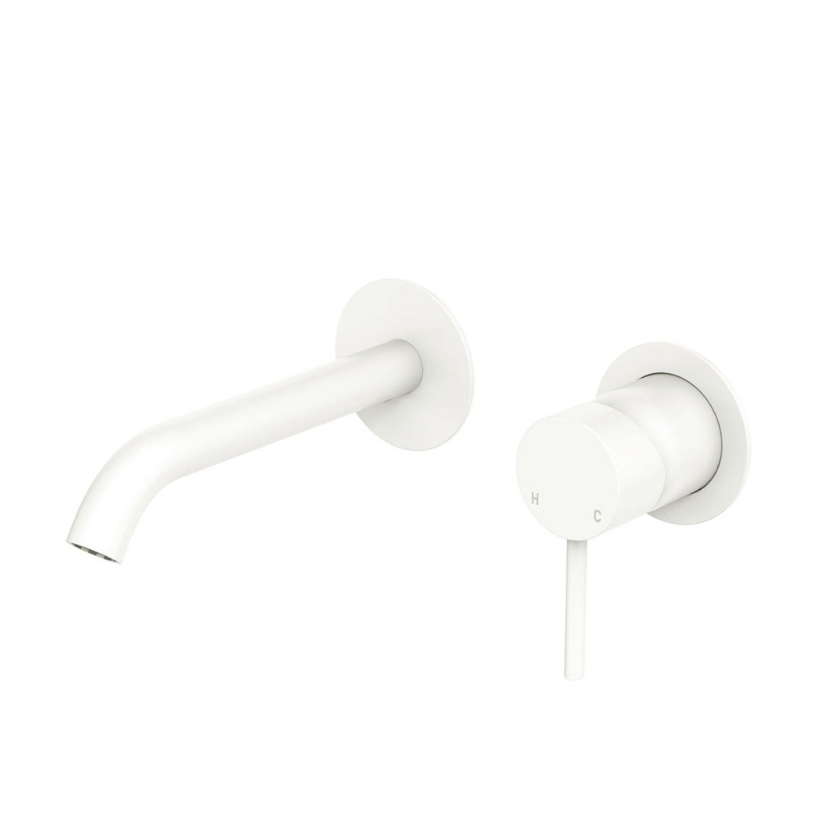 Fienza Kaya Basin/Bath Wall Mixer Set Round Plates 160mm Outlet Matte White 228104MW-LF - The Blue Space