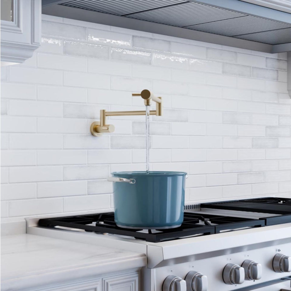 Fienza Kaya Pot Filler Wall Mixer Brushed Nickel