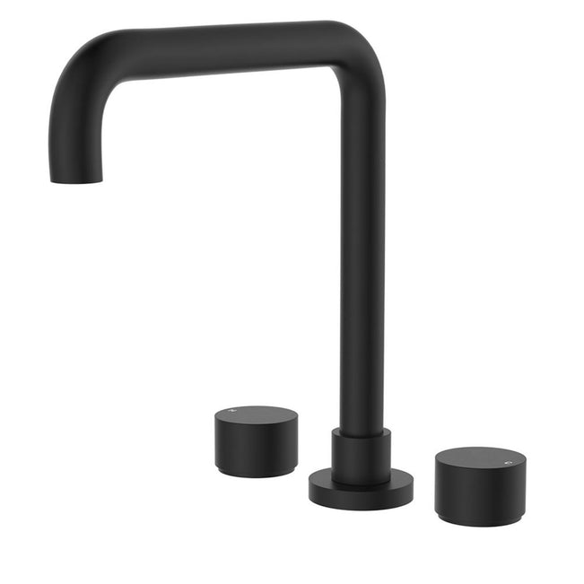 Fienza Kaya Round Taps Squareline Hob Outlet Set Matte Black 338106B-LF - The Blue Space