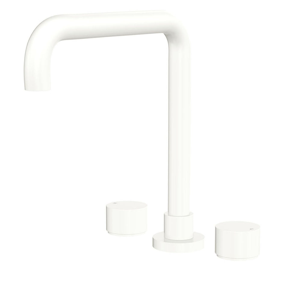 Fienza Kaya Round Taps Squareline Hob Outlet Set Matte White