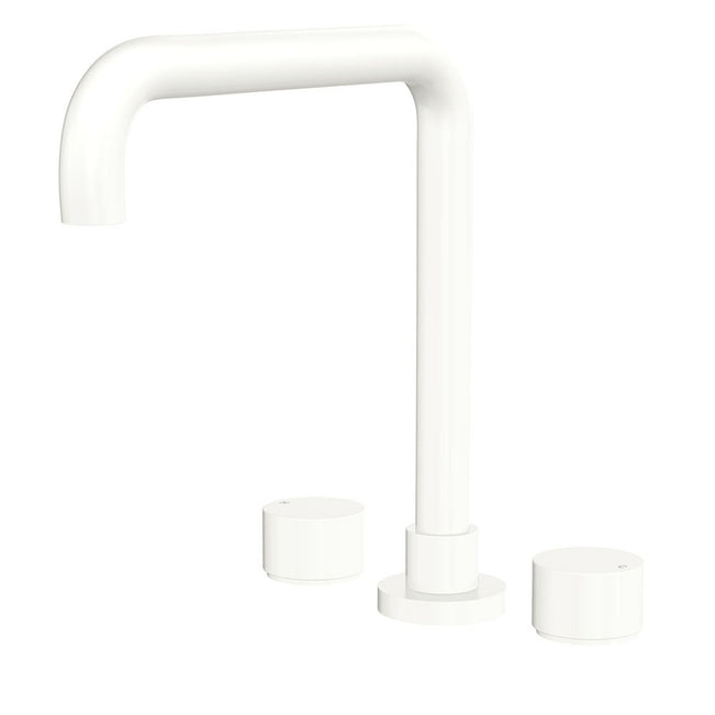 Fienza Kaya Round Taps Squareline Hob Outlet Set Matte White 338106MW-LF - The Blue Space