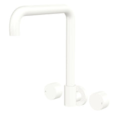 Fienza Kaya Round Taps Squareline Wall Outlet Set Matte White 338105MW-LF - The Blue Space