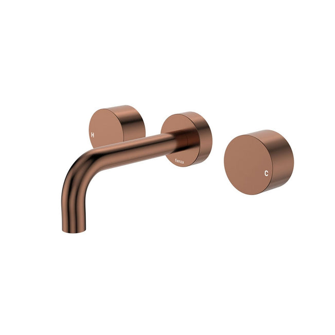 Fienza Kaya Round Taps Wall Basin/Bath 130mm Outlet Set Brushed Copper 338102CO-130-LF - The Blue Space
