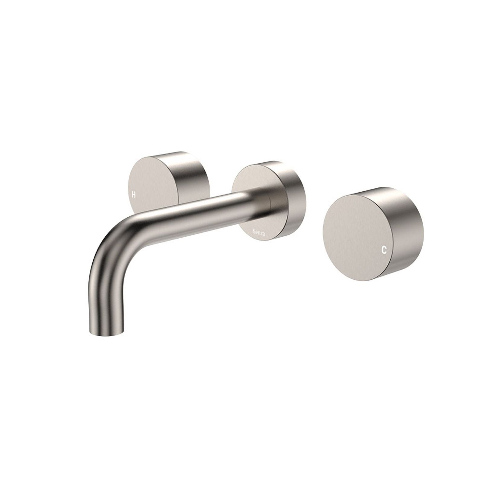Fienza Kaya Round Taps Wall Basin/Bath 130mm Outlet Set Brushed Nickel 338102BN-130-LF - The Blue Space