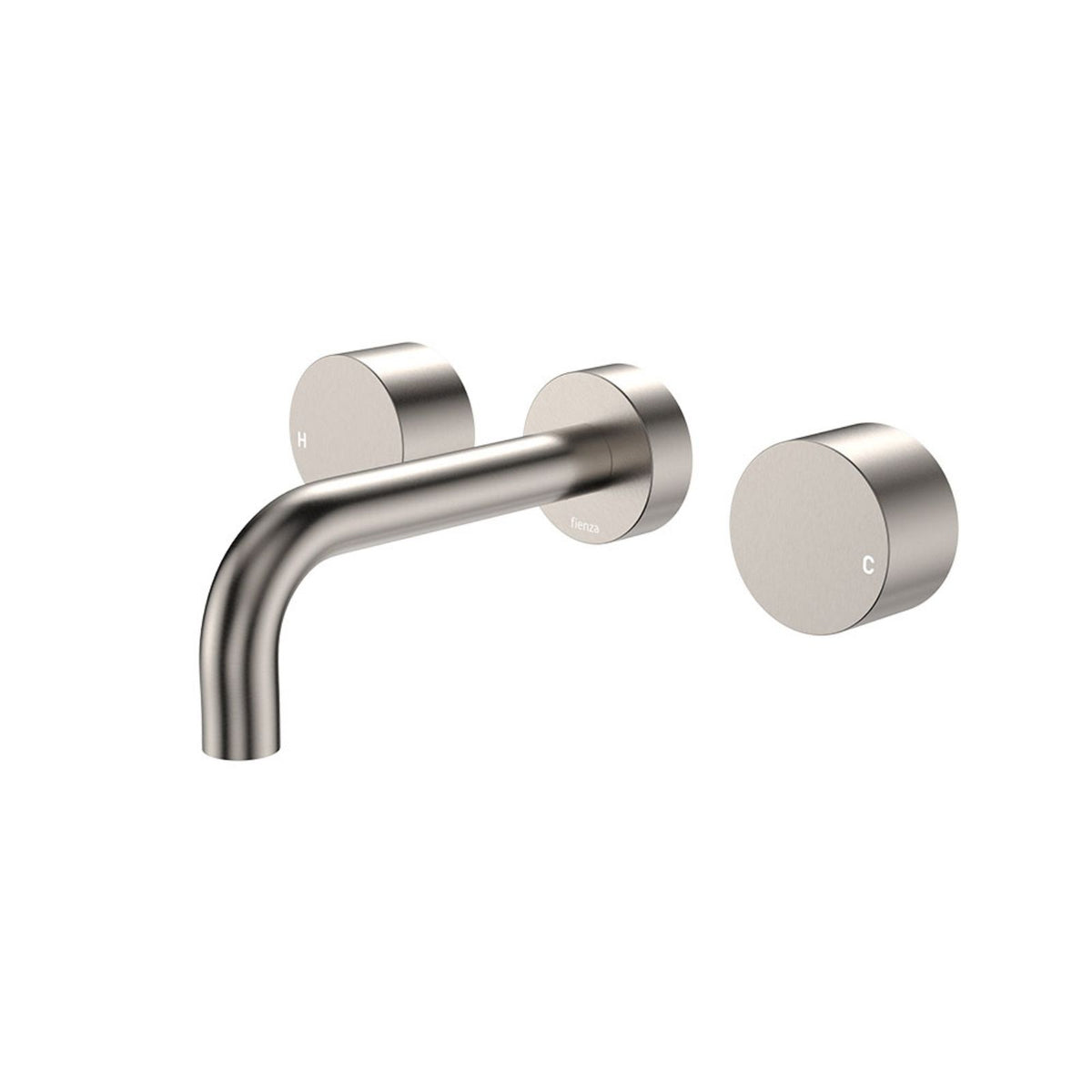 Fienza Kaya Round Taps Wall Basin/Bath 130mm Outlet Set Brushed Nickel 338102BN-130-LF - The Blue Space