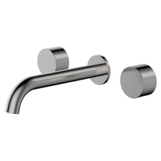 Fienza Kaya Round Taps Wall Basin/Bath 180mm Outlet Set Brushed Nickel 338102BN-LF - The Blue Space