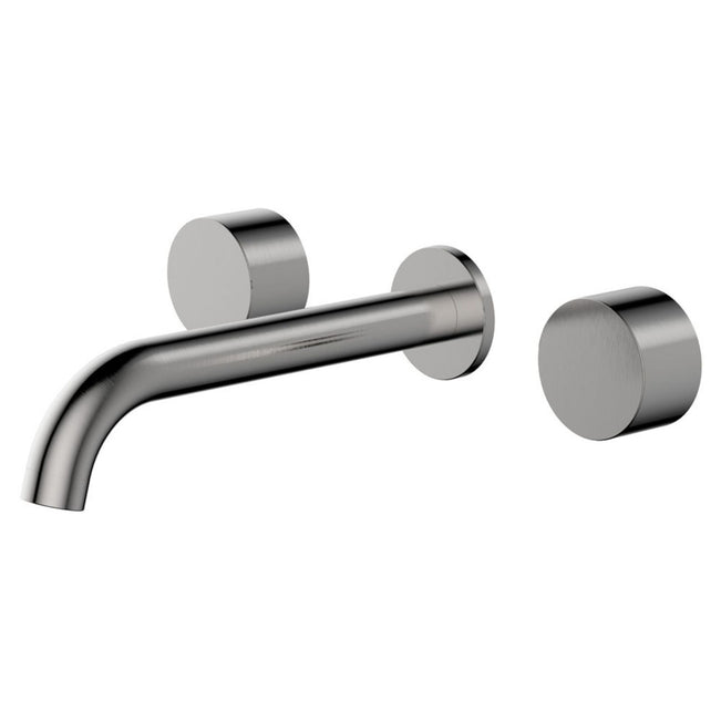Fienza Kaya Round Taps Wall Basin/Bath 180mm Outlet Set Brushed Nickel 338102BN-LF - The Blue Space