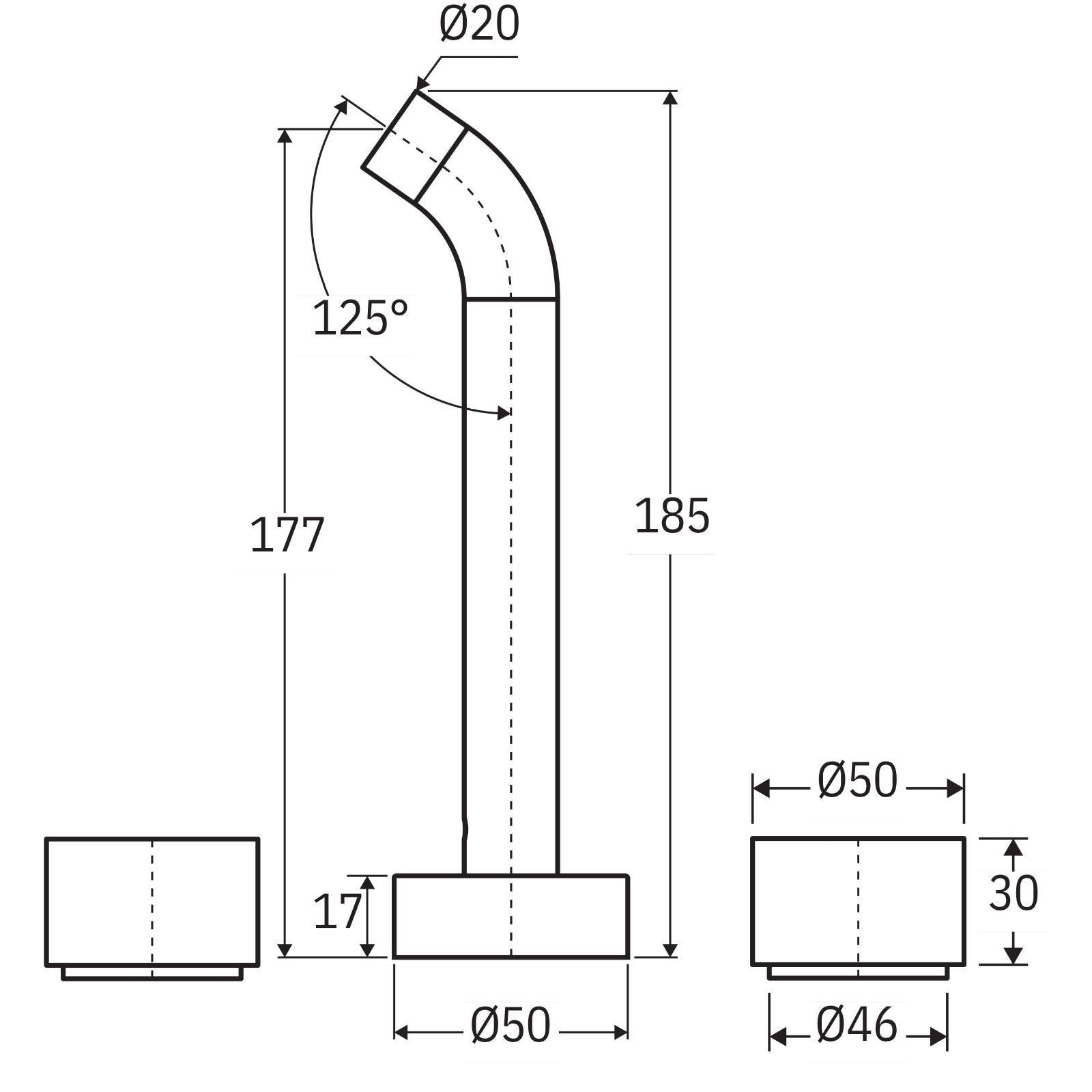 Technical Drawing Fienza Kaya Round Taps Wall Basin/Bath 180mm Outlet Set Chrome 338102-LF - The Blue Space