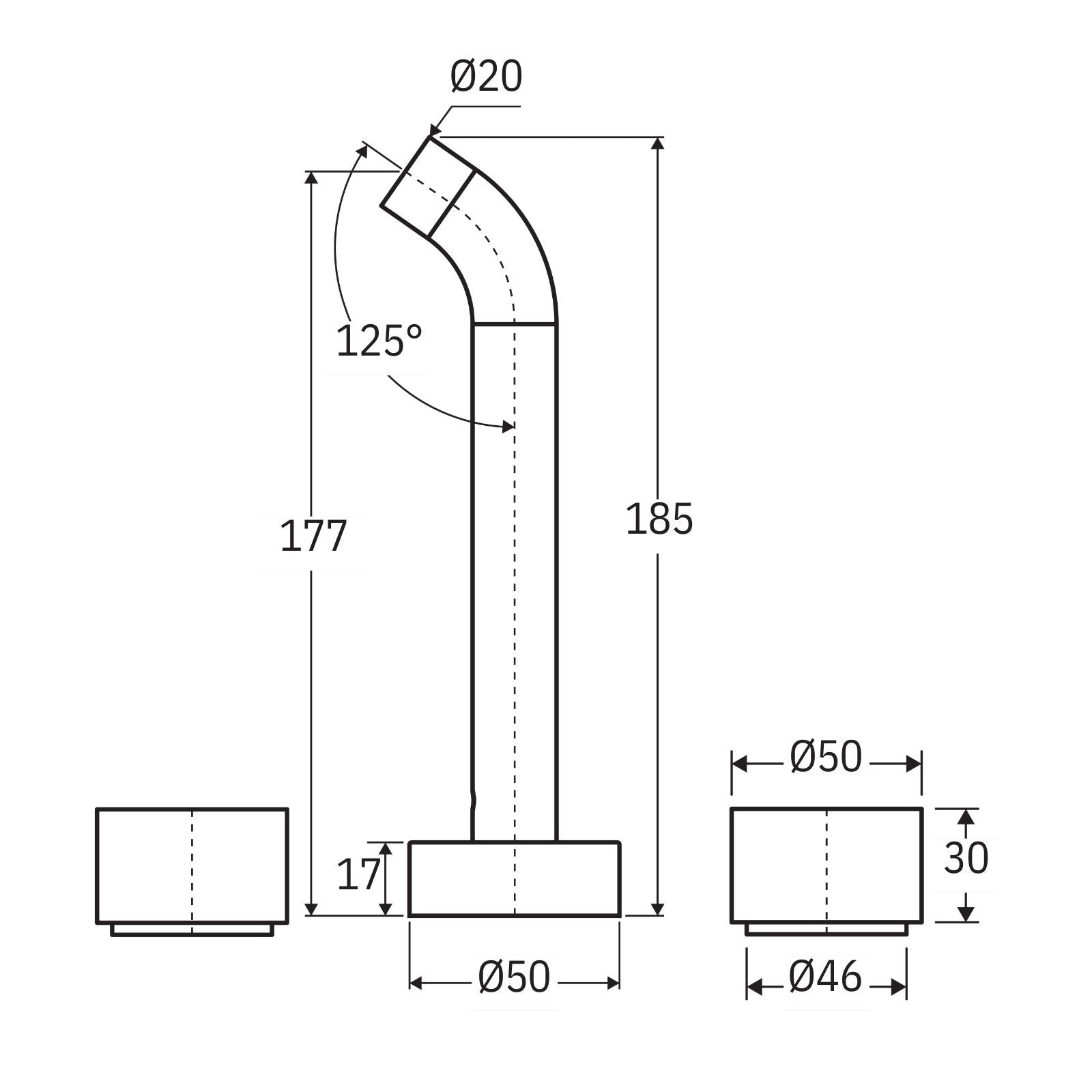 Technical Drawing Fienza Kaya Round Taps Wall Basin/Bath 220mm Outlet Set Gun Metal 338102GM-220-LF - The Blue Space