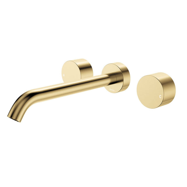 Fienza Kaya Round Taps Wall Basin/Bath 220mm Outlet Set Urban Brass 338102UB-220-LF - The Blue Space