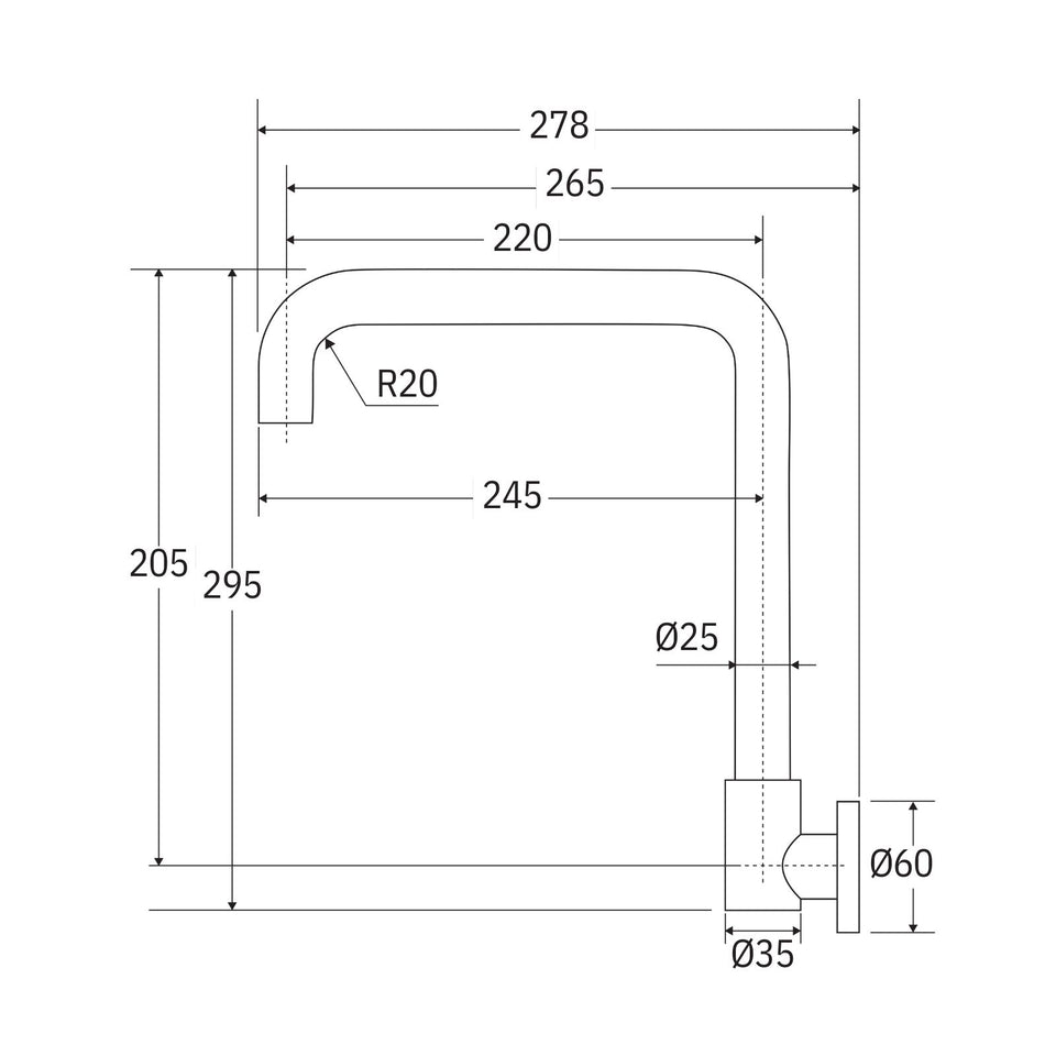 Fienza Kaya Squareline Wall Swivel Outlet Chrome