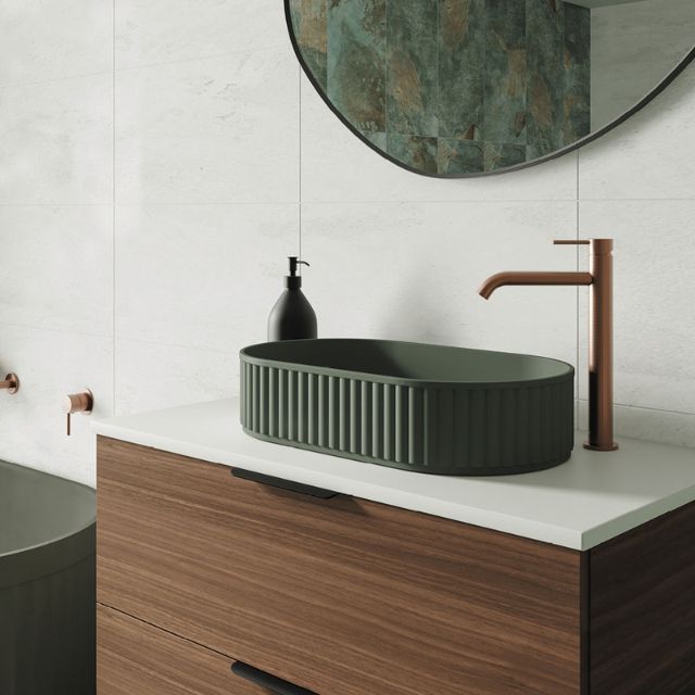 Fienza Kaya Tall Basin Mixer Brushed Copper