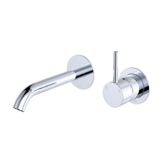 Fienza Kaya Up Basin/Bath Wall Mixer Set Round Plates 160mm Outlet Chrome 228118-LF - The Blue Space