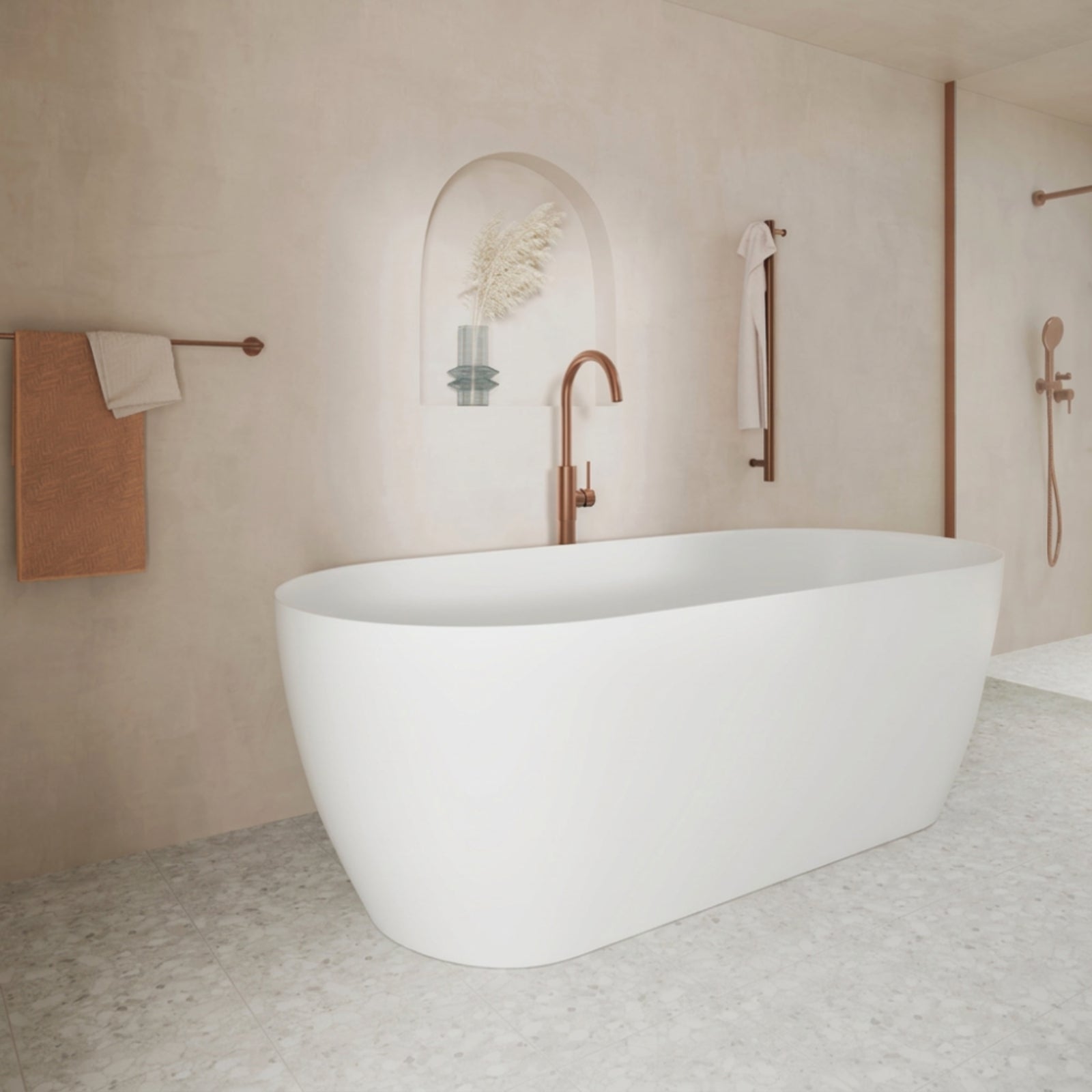 Lifestyle 3 Fienza Nero 1780mm Matte White Stone Bath ST12-FIENZA - The Blue Space