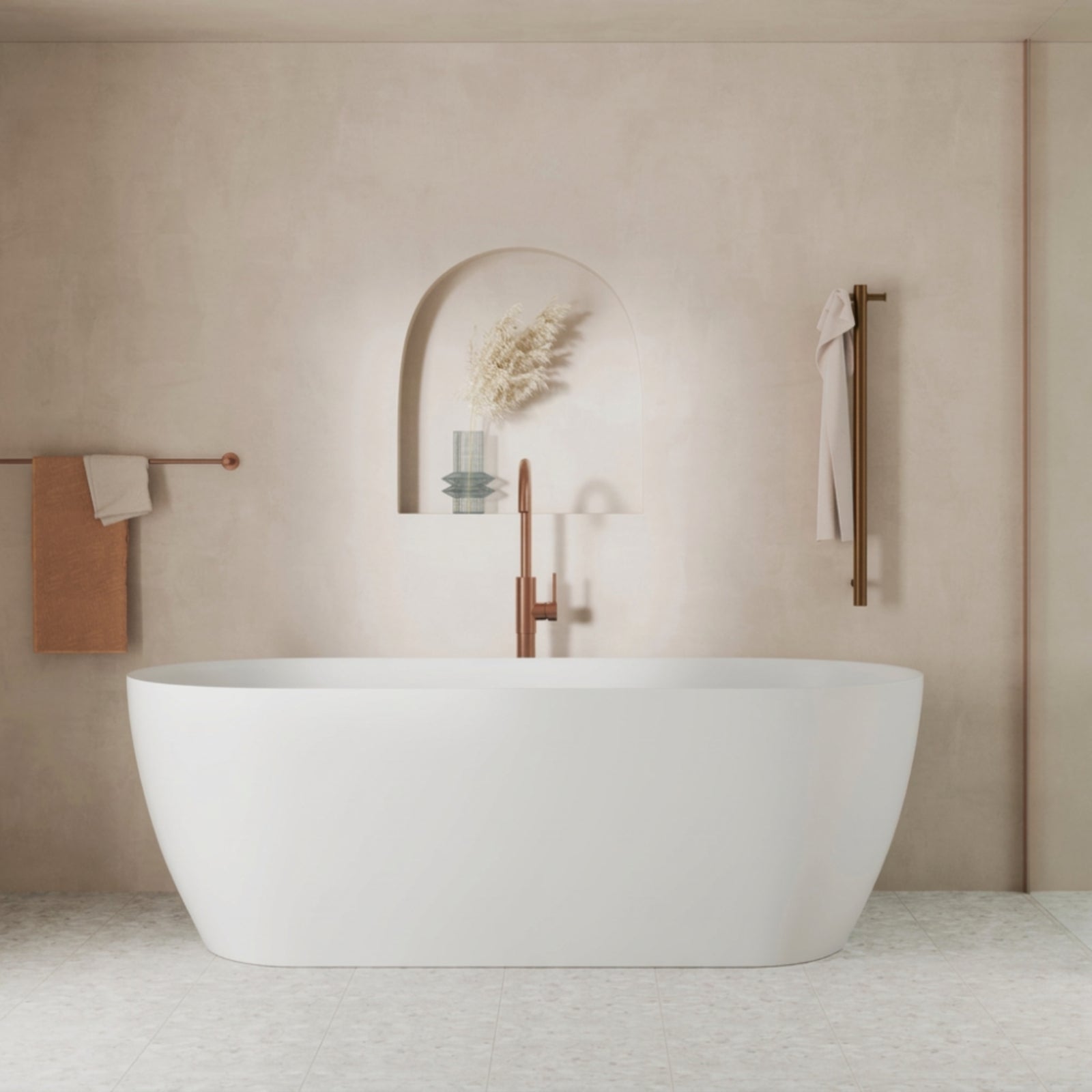 Lifestyle 1 Fienza Nero 1780mm Matte White Stone Bath ST12-FIENZA - The Blue Space