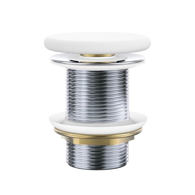 Fienza Pop Up 32mm Non-Overflow Basin Waste Flat Ceramic Cap Matte White WAS59FMW - The Blue Space