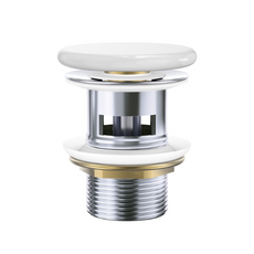 Fienza Pop Up 32mm Overflow Basin Waste Flat Ceramic Cap Gloss White WAS58FGW - The Blue Space