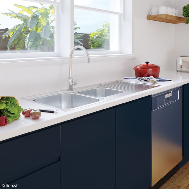 Lifestyle Fienza Tiva 1080 Kitchen Sink 1.75 Bowl With Drainer 19L-12L 1TH 1080X480X180mm 68106L-68106R - The Blue Space