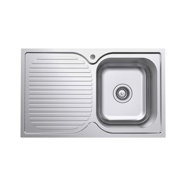 Right Handed Fienza Tiva 780 Kitchen Sink Single Bowl With Drainer 19L 1TH 780X480X180mm 68104R - The Blue Space