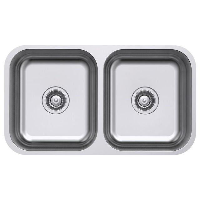 Fienza Tiva 785 Kitchen Sink Double Bowl Topmount/Undermount 23L-23L NTH 785X450X180mm 68109 - The Blue Space