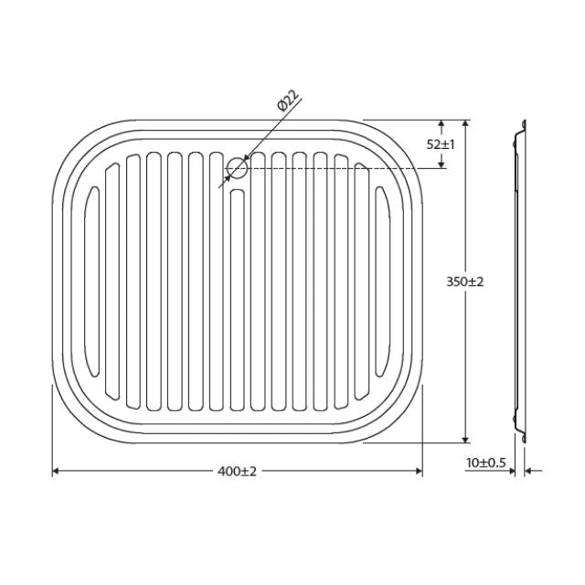 Technical Drawing Fienza Tiva Drainer Tray 400X350mm A13 - The Blue Space