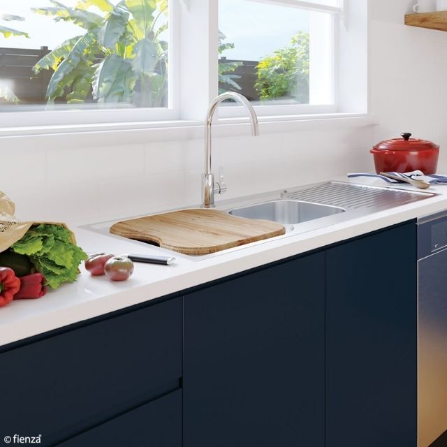 Lifestyle 3 Fienza Tiva Sink Oak Chopping Board 397X347mm A6 - The Blue Space