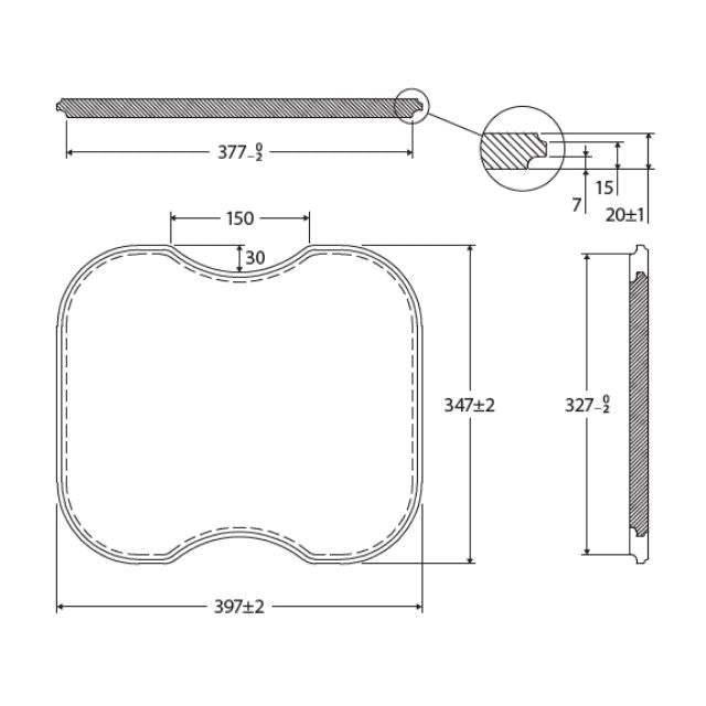 Technical Drawing Fienza Tiva Sink Oak Chopping Board 397X347mm A6 - The Blue Space