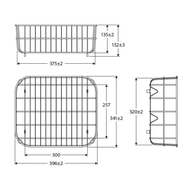 Technical Drawing Fienza Tiva Wire Basket 396X341mm A12 - The Blue Space