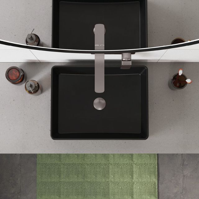 Fienza Tono Basin/Bath Wall Mixer Set 200mm Outlet Large Rectangular Plate Gun Metal