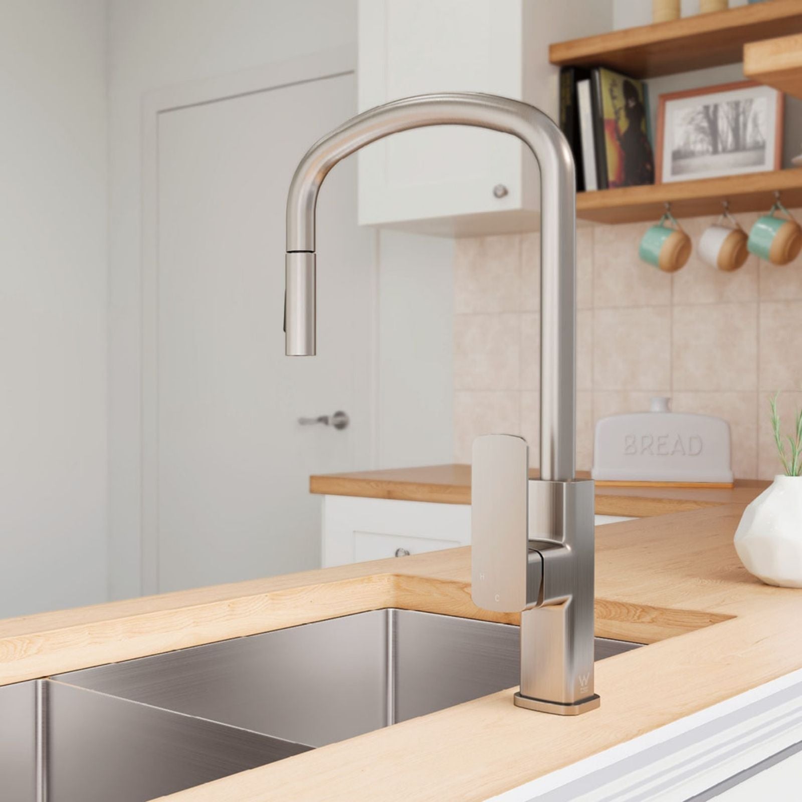 Lifestyle 1 Fienza Tono Pull Out Sink Mixer Brushed Nickel 233108BN-LF - The Blue Space