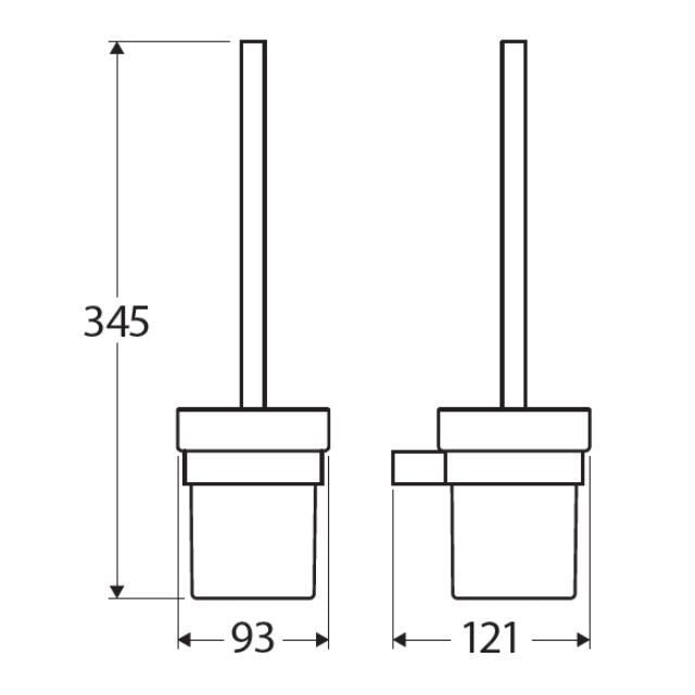Technical Drawing Fienza Tono Toilet Brush And Holder Chrome 851010 - The Blue Space