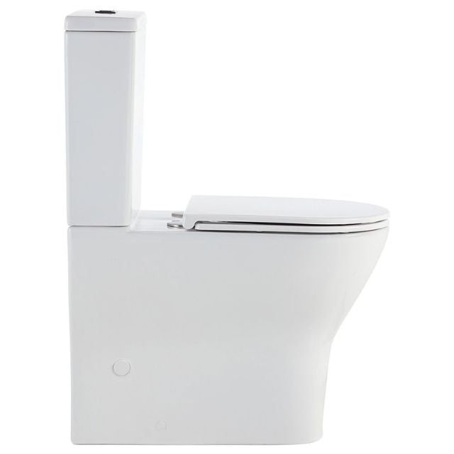 Side Fienza Tono Tornado Flush Back-to-Wall Toilet Suite With Slim Seat R&T Internal - P-Trap K028P-2 - The Blue Space