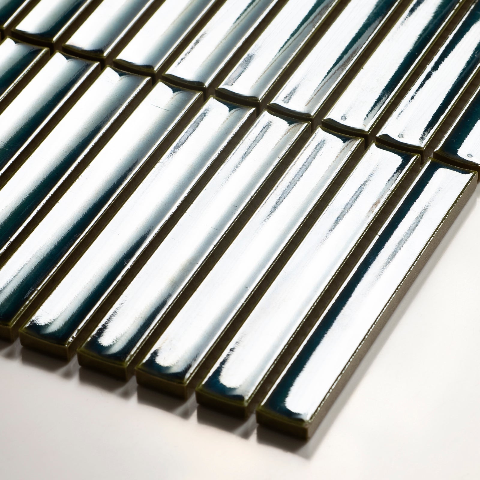 Oblique Flute Teal Porcelain Finger Mosaic Tile 22×145mm FINLAGREGMOS - The Blue Space