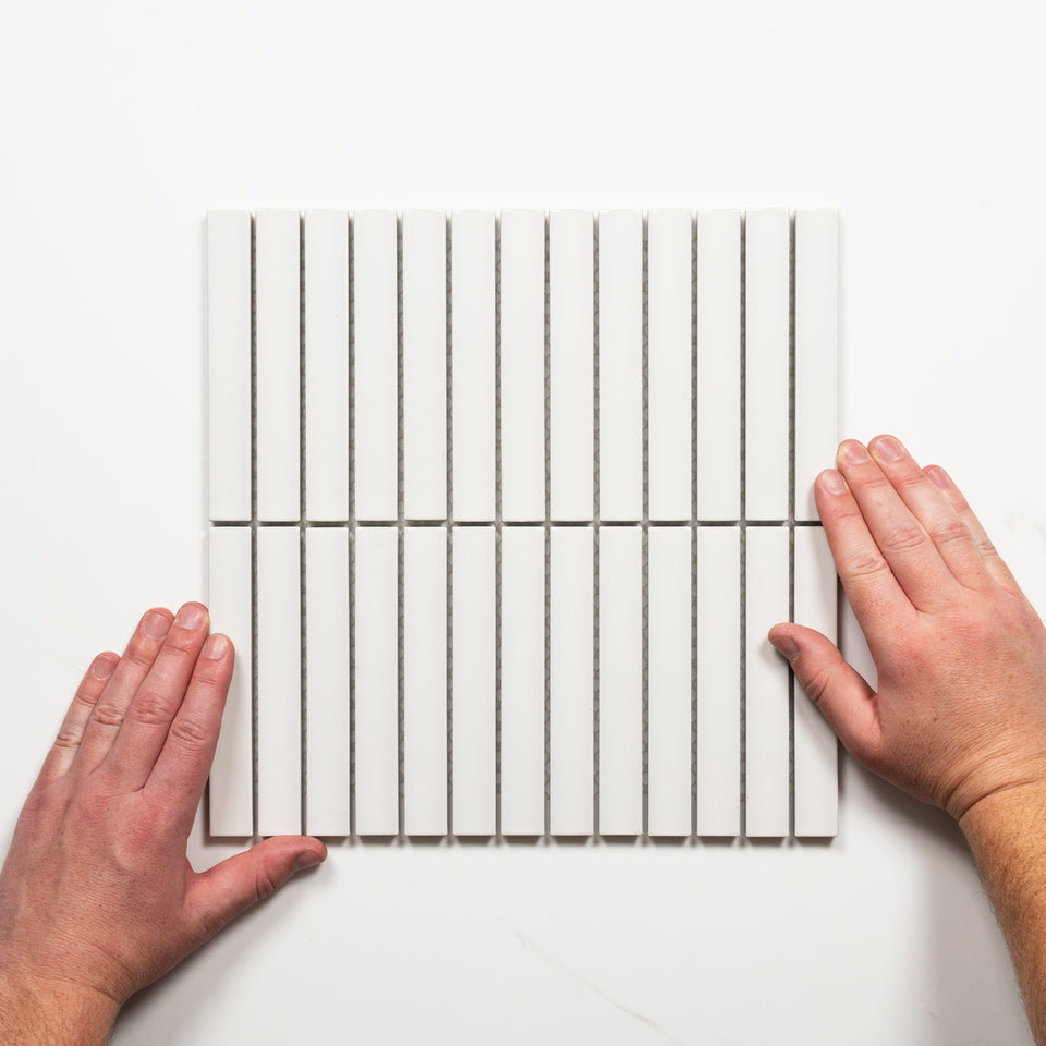 Flute White Matte Concave Porcelain Finger Mosaic Tile 22×145mm