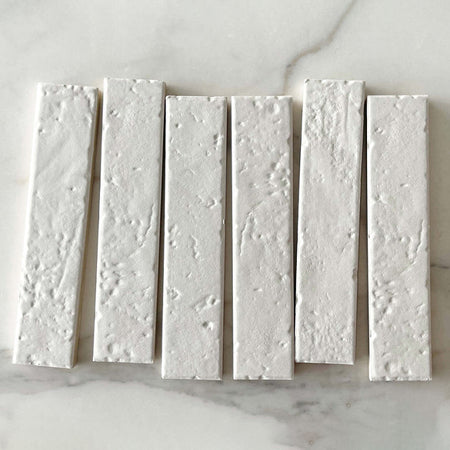 Full White Blaire Brick Tile Textured Matte 45 x 230 x 8mm Porcelain