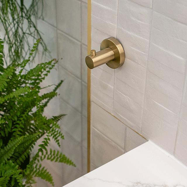 Phoenix Radii Robe Hook Round Plate Brushed Gold