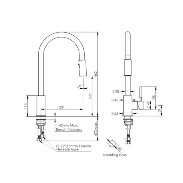 Greens Alfresco Pull-Down Sink Mixer Stainless Steel 304