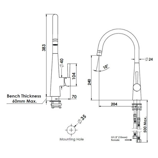 Greens Galiano Slimline Sink Mixer Brushed Brass