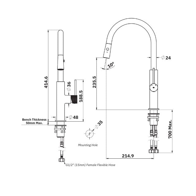 Greens Mika Pull Down Sink Mixer Chrome