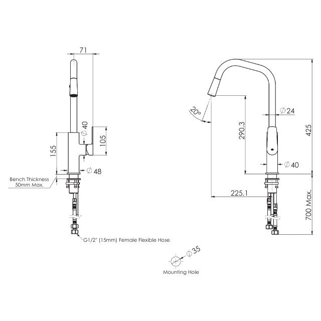 Greens Novi Pull-Down Sink Mixer Chrome