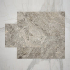 Grey Valerie Travertine Tile P4 Tech Grip Porcelain French Pattern  - The Blue Space