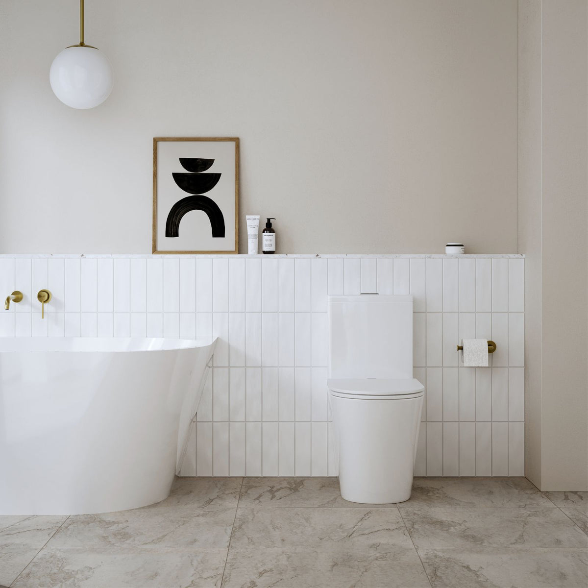 Indigo Cali II Raised Height Universal Rimless Toilet Suite US8002T1 new Lifestyle