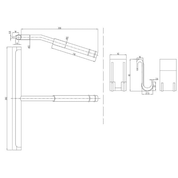 Technical Drawing - Indigo Ciara Shower Squeegee Stainless Steel US3010SS