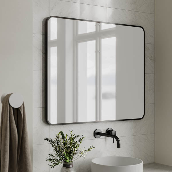 Ingrain Rectangle Matte Black Framed Mirror 750mm by 900mm - Image 1