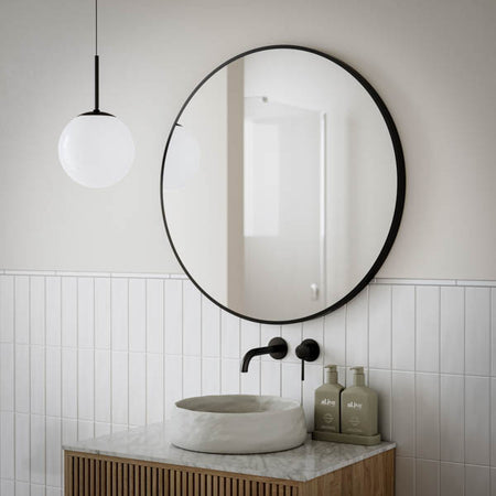 Ingrain Round Matte Black Framed Mirror 800mm