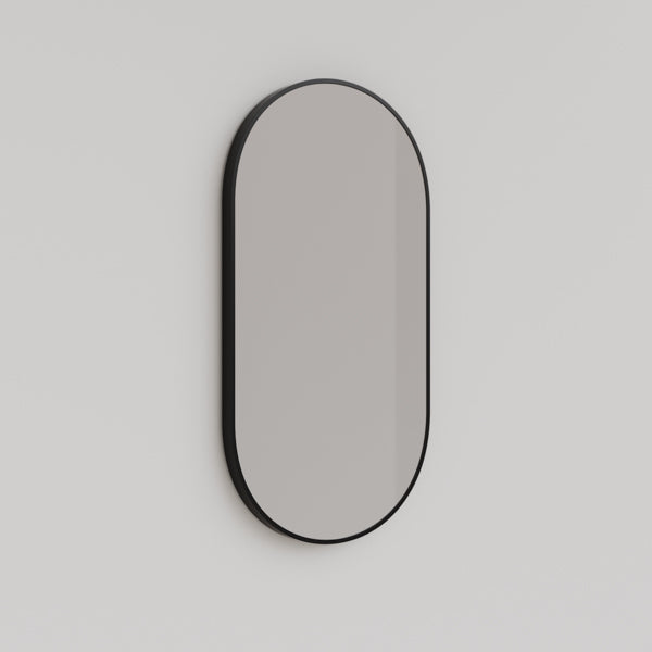 INGRPM90-MB | Ingrain Pill Shaped Matte Black Framed Mirror 460mm by 910mm